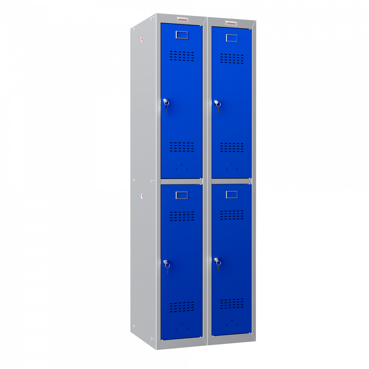 Phoenix PL Series PL2260GBK 2 Column 4 Door Personal Locker Combo Grey Body/Blue Doors