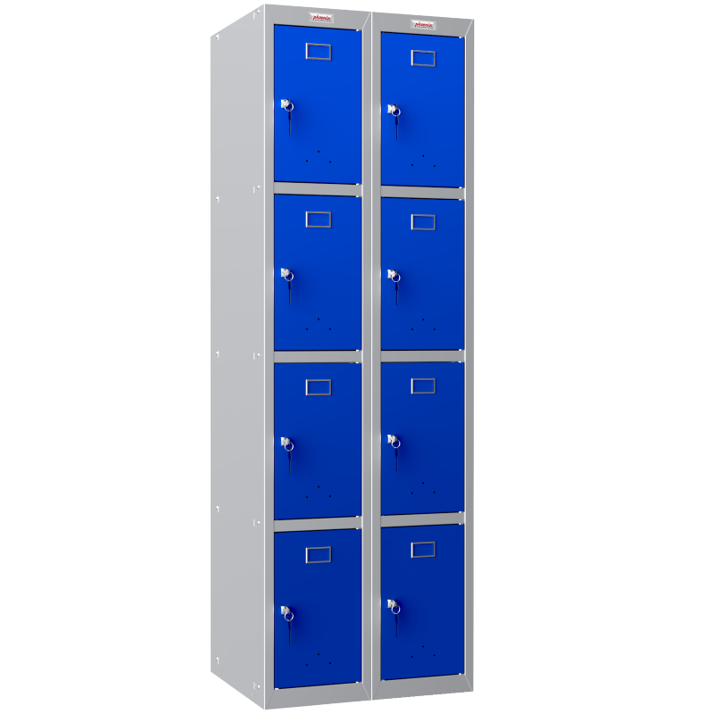 Phoenix PL Series PL2460GBK 2 Column 8 Door Personal Locker Combo Grey Body/Blue Doors
