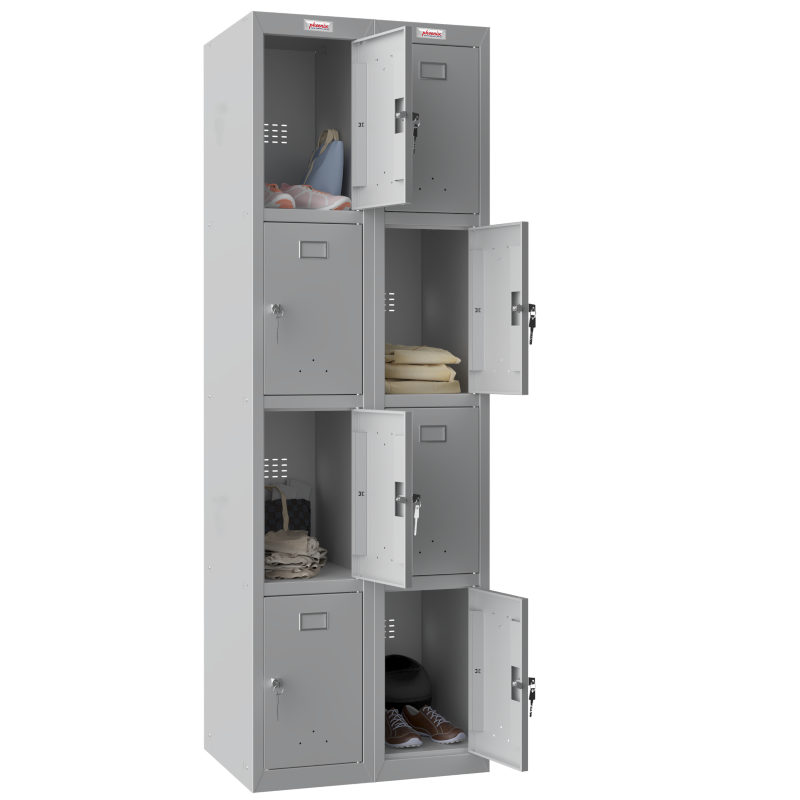 Phoenix PL Series PL2460GGK 2 Column 8 Door Personal Locker Combo in Grey