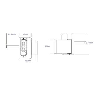  BORG LOCKS BL3080 Mini gate lock with knob keypad and inside push/pull pad 