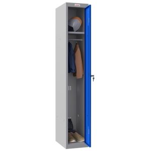 Phoenix 1 Column Grey Body Blue Door Personal Locker with Key Lock