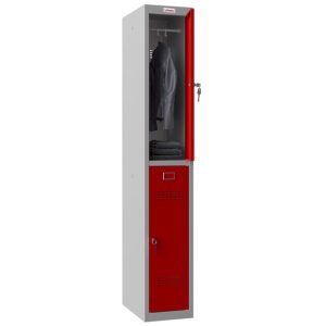 Phoenix 1 Column 2 Door Grey Body Red Door Personal Locker